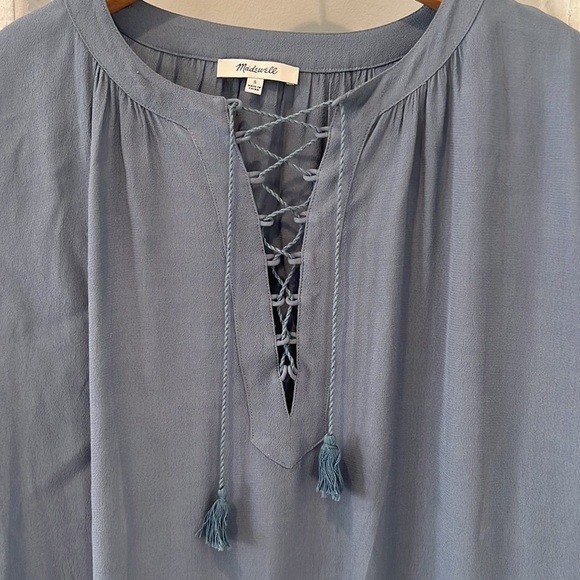 MADEWELL silky lace up peasant top size small - Picture 3 of 8